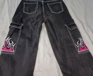 Flame Detail Cargo Jeans