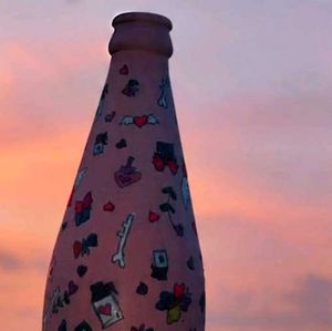 Pink Bottle with Cute Designs