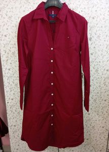 Tommy Hilfiger Burgundy Long Tunic Shirt