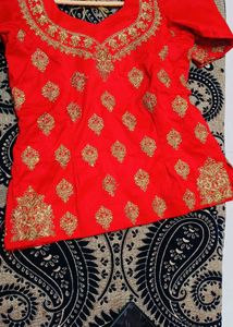 Red &amp; Gold Embroidered Saree