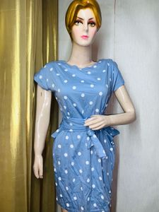 Blue Polka Dot Peplum Dress
