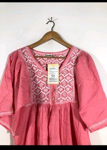 Fabindia LaBiba Pink Embroidered Top