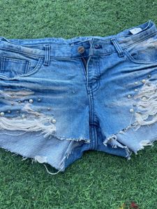 Distressed Denim Shorts
