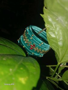 Teal Beaded Bangle Bracelet