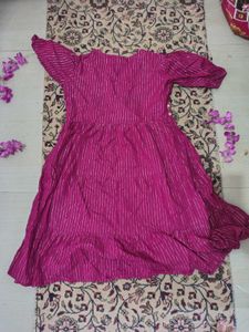 Magenta Embroidered Mini Dress