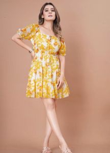 Yellow Floral Mini Dress