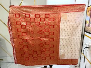 Bengali Traditional White-red Saree