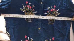 Navy Blue Embroidered Kurti