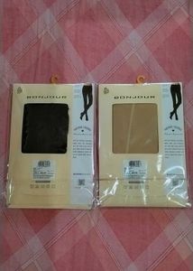 Two Stockings Black Color And Peach