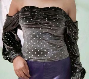 Polka Dot Velvet Top