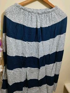 Floral Striped Long Skirt