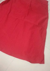 Red Knee Length Skirt