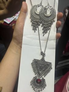 oxidised earing and neclace set