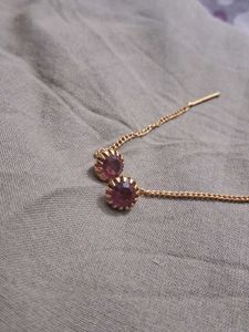 Threader earrings with pink stones