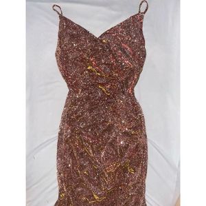 URBANIC Women&#39;s Ruched Sequin Gowns Sexy Spaghetti