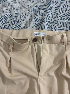 Beige Wide Leg Trousers