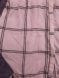 White Strip Cinched Waist Top