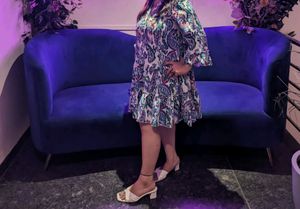 Paisley Print Ruffle Mini Dress