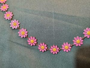 Pink Daisy Metal Floral Neckpiece