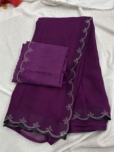 Elegant Purple Saree with Embellishments