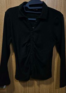 Black Button-Down Top