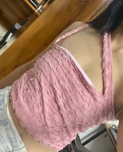 Pink Halter Crop Top