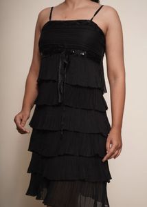 Black Ruffled Tiered Party Dress