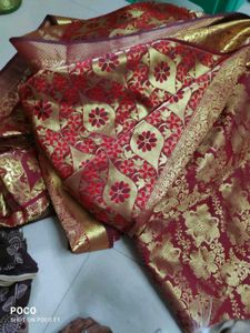 Maroon &amp; Gold Work Benarasi Saree