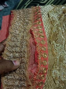 Peach And Gold Saree Without Blouse