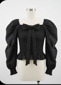 Chic Black Bow Tie Blouse