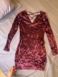 Burgundy Velvet Mini Dress