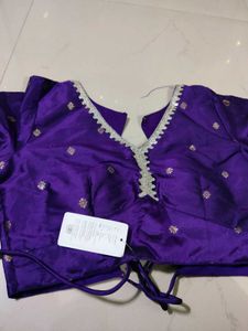 💜 Violet Banarasee Silk Saree Blouse