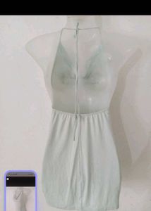 Shein Mint Green Cowl Neck Halter Dress