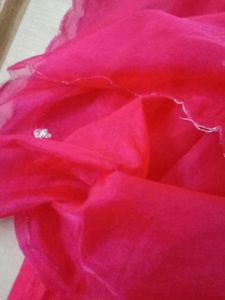 Beautiful Red Kurta And Organza Duppata
