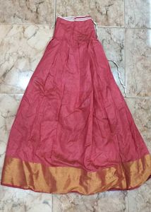 Pink &amp; Gold Lengha Skirt with Blouse Fabric