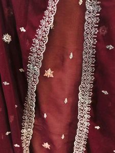 Burgundy Embroidered Fabric