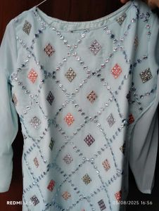 Light Blue Embellished Kurti