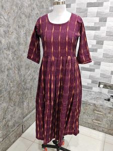 Maroon Printed Fit and Flare Dress