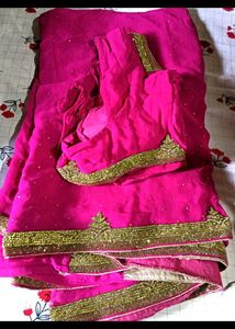 Pink Embellished Saree