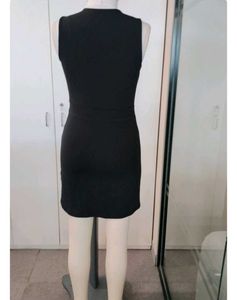 BLACK SOLID PINAFORE DRESS