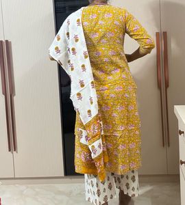 Yellow Printed Kurta Set