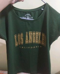 Dark Green Crop Top Pure Cotton Size L