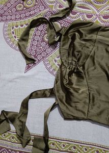 Silky Olive Green Dress 👗🎀