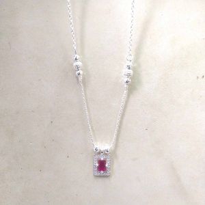 925 Pure Silver Ruby Pendant Necklace