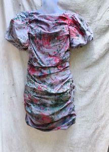 8/9 Abstract Puff Sleeve Dress