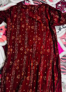 Elegant Maroon Kurta Sharara Set