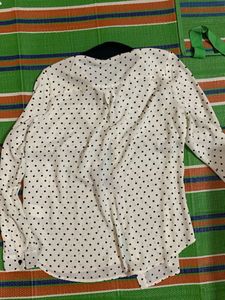 Polka Dot White Full Sleeves Shirt