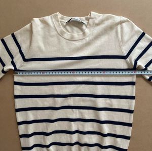 Zara Striped Short Sleeve Sweater Top