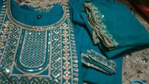 Teal Embroidered Kurta Set