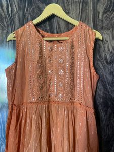 Coral Anarkali Style Gown